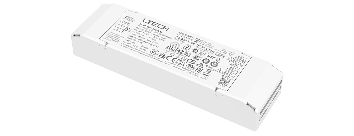 40W 300-1000mA NFC可编程0/1-10V色温电源 SE-40-300-1050-W2A